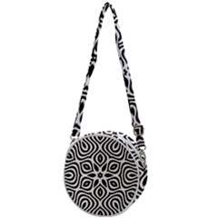 Pattern Wave Symmetry Monochrome Abstract Crossbody Circle Bag