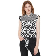 Pattern Wave Symmetry Monochrome Abstract Frill Detail Shirt by Jancukart