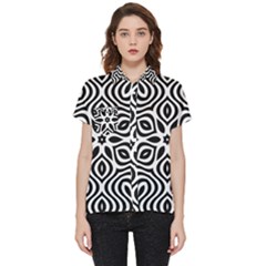 Pattern Wave Symmetry Monochrome Abstract Short Sleeve Pocket Shirt by Jancukart