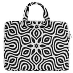 Pattern Wave Symmetry Monochrome Abstract Macbook Pro 13  Double Pocket Laptop Bag by Jancukart