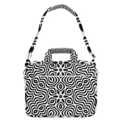 Pattern Wave Symmetry Monochrome Abstract Macbook Pro 16  Shoulder Laptop Bag by Jancukart