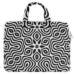 Pattern Wave Symmetry Monochrome Abstract Macbook Pro 16  Double Pocket Laptop Bag  by Jancukart