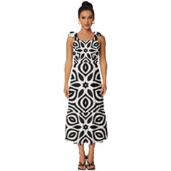 Pattern Wave Symmetry Monochrome Abstract Tie-strap Tiered Midi Chiffon Dress by Jancukart