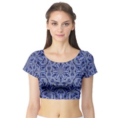 Mandala Pattern Rosette Kaleidoscope Abstract Short Sleeve Crop Top