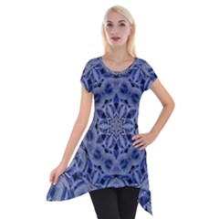 Mandala Pattern Rosette Kaleidoscope Abstract Short Sleeve Side Drop Tunic