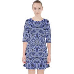 Mandala Pattern Rosette Kaleidoscope Abstract Quarter Sleeve Pocket Dress by Jancukart