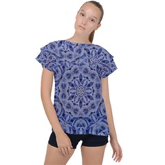 Mandala Pattern Rosette Kaleidoscope Abstract Ruffle Collar Chiffon Blouse