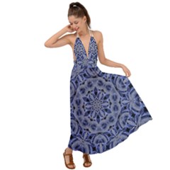 Mandala Pattern Rosette Kaleidoscope Abstract Backless Maxi Beach Dress