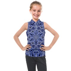 Mandala Pattern Rosette Kaleidoscope Abstract Kids  Sleeveless Polo Tee