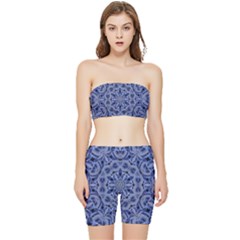 Mandala Pattern Rosette Kaleidoscope Abstract Stretch Shorts And Tube Top Set