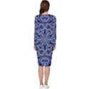 Mandala Pattern Rosette Kaleidoscope Abstract Long Sleeve V-Neck Bodycon Dress  View4