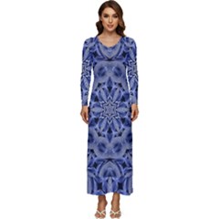 Mandala Pattern Rosette Kaleidoscope Abstract Long Sleeve Longline Maxi Dress