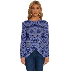 Mandala Pattern Rosette Kaleidoscope Abstract Long Sleeve Crew Neck Pullover Top by Jancukart