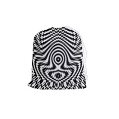 Monochrome Symmetry Abstract Drawstring Pouch (medium)