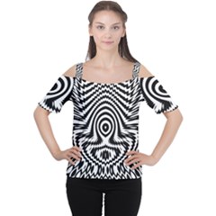 Monochrome Symmetry Abstract Cutout Shoulder Tee