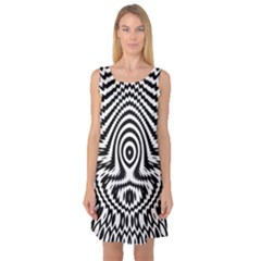 Monochrome Symmetry Abstract Sleeveless Satin Nightdress