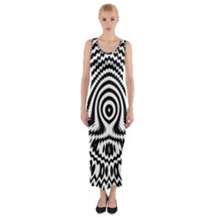 Monochrome Symmetry Abstract Fitted Maxi Dress by Jancukart