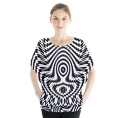 Monochrome Symmetry Abstract Batwing Chiffon Blouse