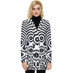 Monochrome Symmetry Abstract Button Up Hooded Coat  by Jancukart