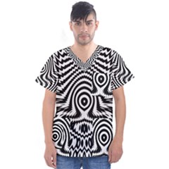 Monochrome Symmetry Abstract Men s V-neck Scrub Top