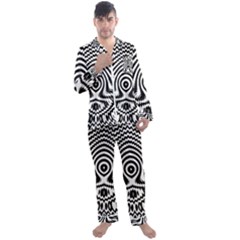 Monochrome Symmetry Abstract Men s Long Sleeve Satin Pajamas Set