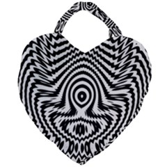 Monochrome Symmetry Abstract Giant Heart Shaped Tote