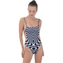 Monochrome Symmetry Abstract Tie Strap One Piece Swimsuit View1