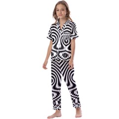 Monochrome Symmetry Abstract Kids  Satin Short Sleeve Pajamas Set