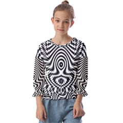 Monochrome Symmetry Abstract Kids  Cuff Sleeve Top