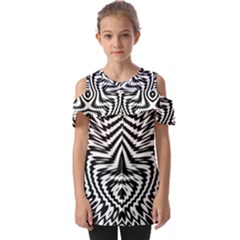 Monochrome Symmetry Abstract Fold Over Open Sleeve Top by Jancukart