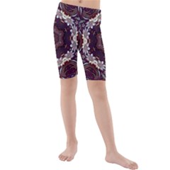 Rosette Kaleidoscope Mosaic Abstract Background Kids  Mid Length Swim Shorts