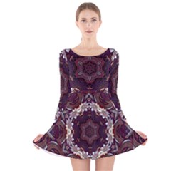 Rosette Kaleidoscope Mosaic Abstract Background Long Sleeve Velvet Skater Dress