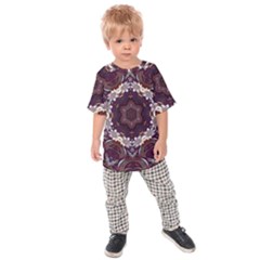 Rosette Kaleidoscope Mosaic Abstract Background Kids  Raglan Tee