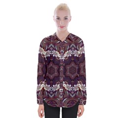 Rosette Kaleidoscope Mosaic Abstract Background Womens Long Sleeve Shirt