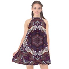 Rosette Kaleidoscope Mosaic Abstract Background Halter Neckline Chiffon Dress  by Jancukart