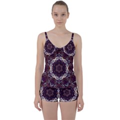 Rosette Kaleidoscope Mosaic Abstract Background Tie Front Two Piece Tankini