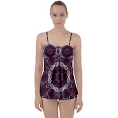 Rosette Kaleidoscope Mosaic Abstract Background Babydoll Tankini Set