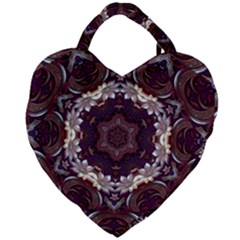 Rosette Kaleidoscope Mosaic Abstract Background Giant Heart Shaped Tote