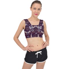 Rosette Kaleidoscope Mosaic Abstract Background V-back Sports Bra