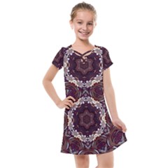 Rosette Kaleidoscope Mosaic Abstract Background Kids  Cross Web Dress