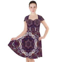 Rosette Kaleidoscope Mosaic Abstract Background Cap Sleeve Midi Dress