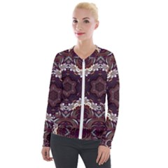 Rosette Kaleidoscope Mosaic Abstract Background Velvet Zip Up Jacket