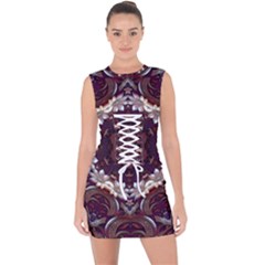 Rosette Kaleidoscope Mosaic Abstract Background Lace Up Front Bodycon Dress