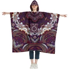 Rosette Kaleidoscope Mosaic Abstract Background Women s Hooded Rain Ponchos