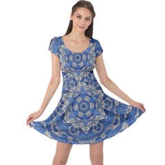 Mandala Rosette Kaleidoscope Abstract Background Cap Sleeve Dress