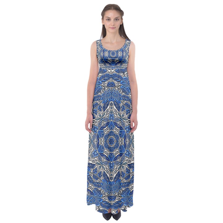 Mandala Rosette Kaleidoscope Abstract Background Empire Waist Maxi Dress