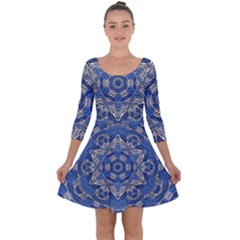 Mandala Rosette Kaleidoscope Abstract Background Quarter Sleeve Skater Dress