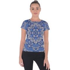 Mandala Rosette Kaleidoscope Abstract Background Short Sleeve Sports Top 