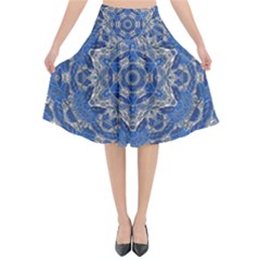 Mandala Rosette Kaleidoscope Abstract Background Flared Midi Skirt by Jancukart