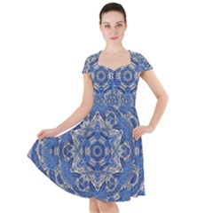 Mandala Rosette Kaleidoscope Abstract Background Cap Sleeve Midi Dress by Jancukart